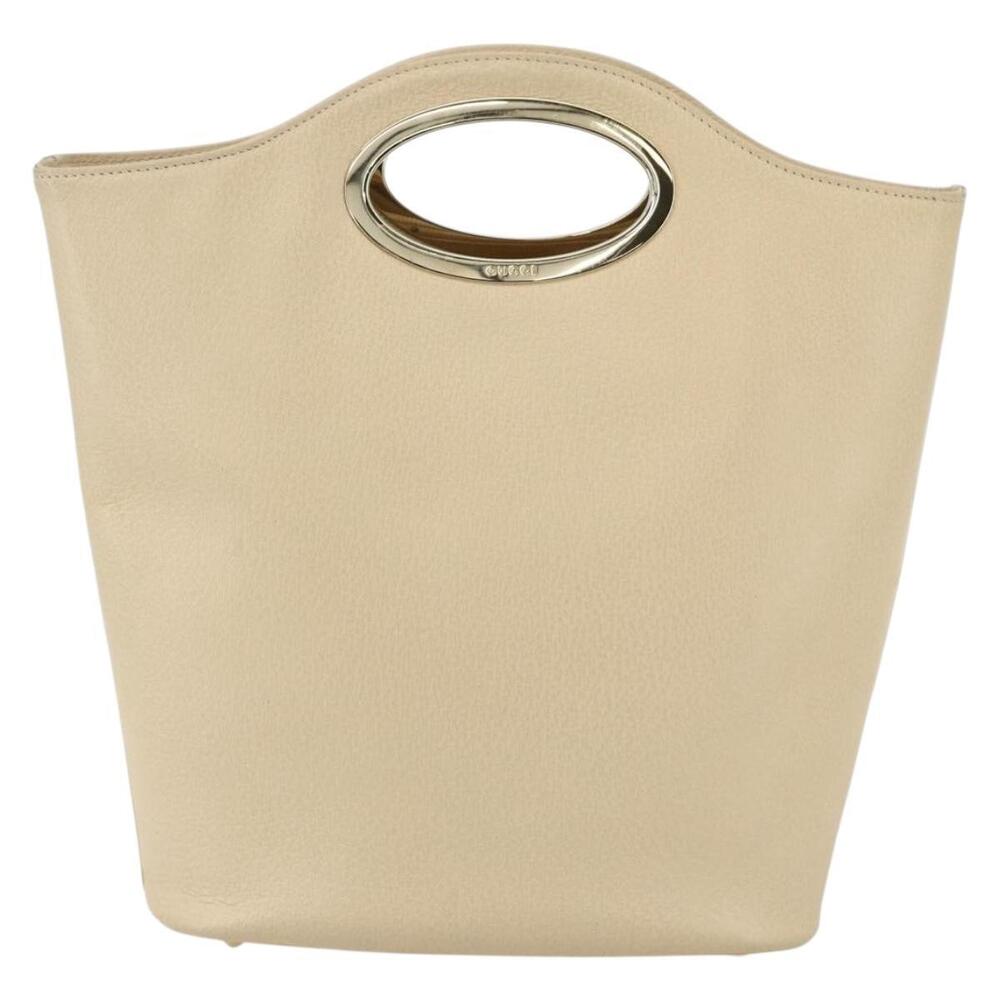 GUCCI Hand Bag Leather Beige Gold 000 1013 0556 Auth 151437 - Picture 13 of 16